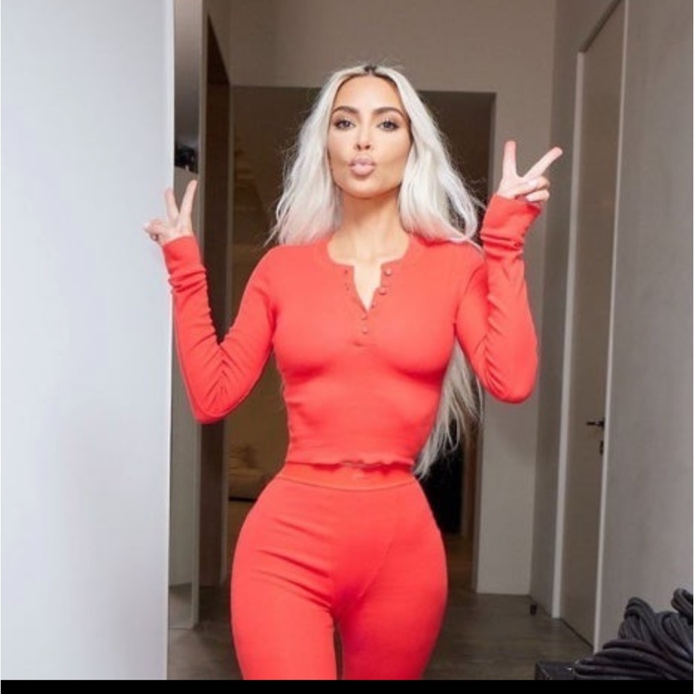 skims button down crop henley